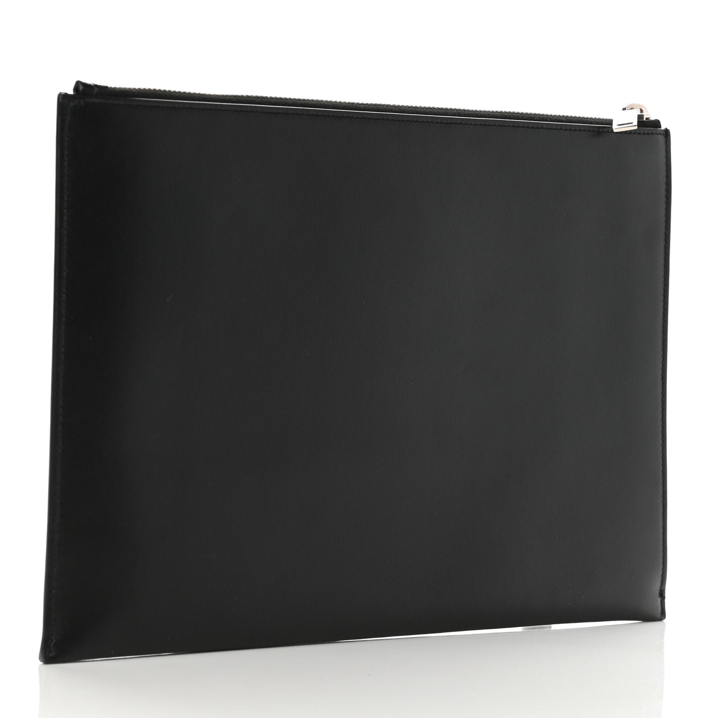 Calfskin Star Logo Zipped Tablet Pouch Black
