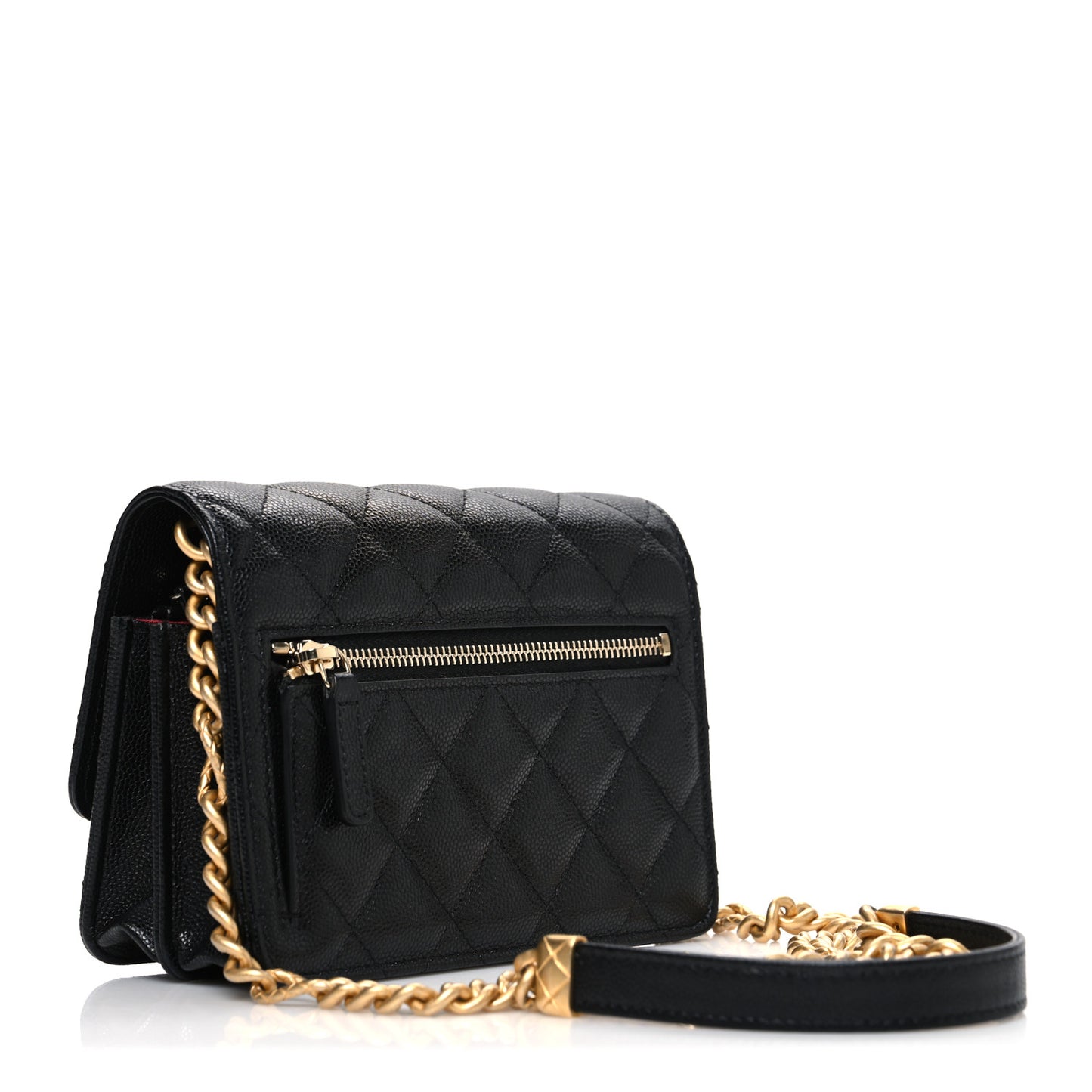 Caviar Quilted Mini Bracelet On Chain Wallet On Chain WOC Black