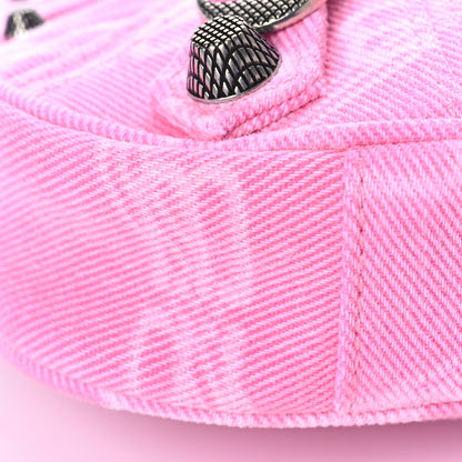 Balenciaga Washed Denim BB Monogram Le Cagole Mini Purse With Chain Pink 7 of 8