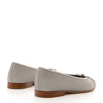 Chanel Caviar CC Cap Toe Ballerina Flats 37 Grey 4 of 9
