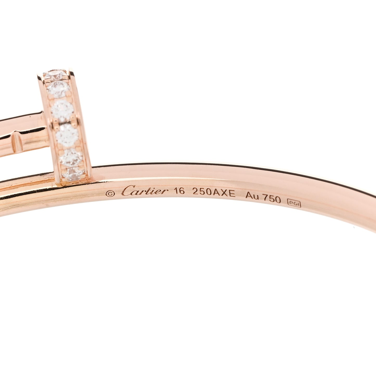 18K Pink Gold Diamond Small Juste Un Clou Bracelet 16