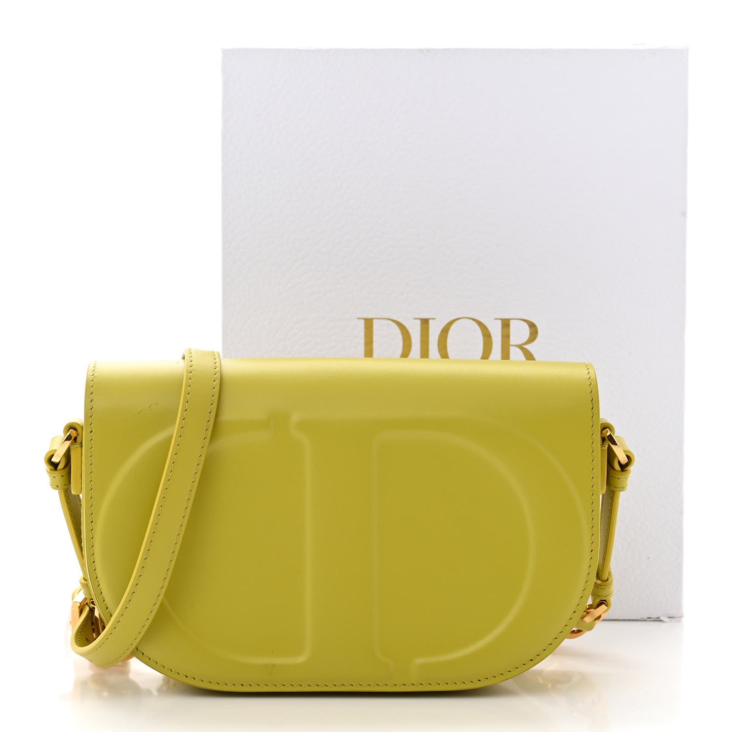 Calfskin CD Signature Flap Crossbody Lime