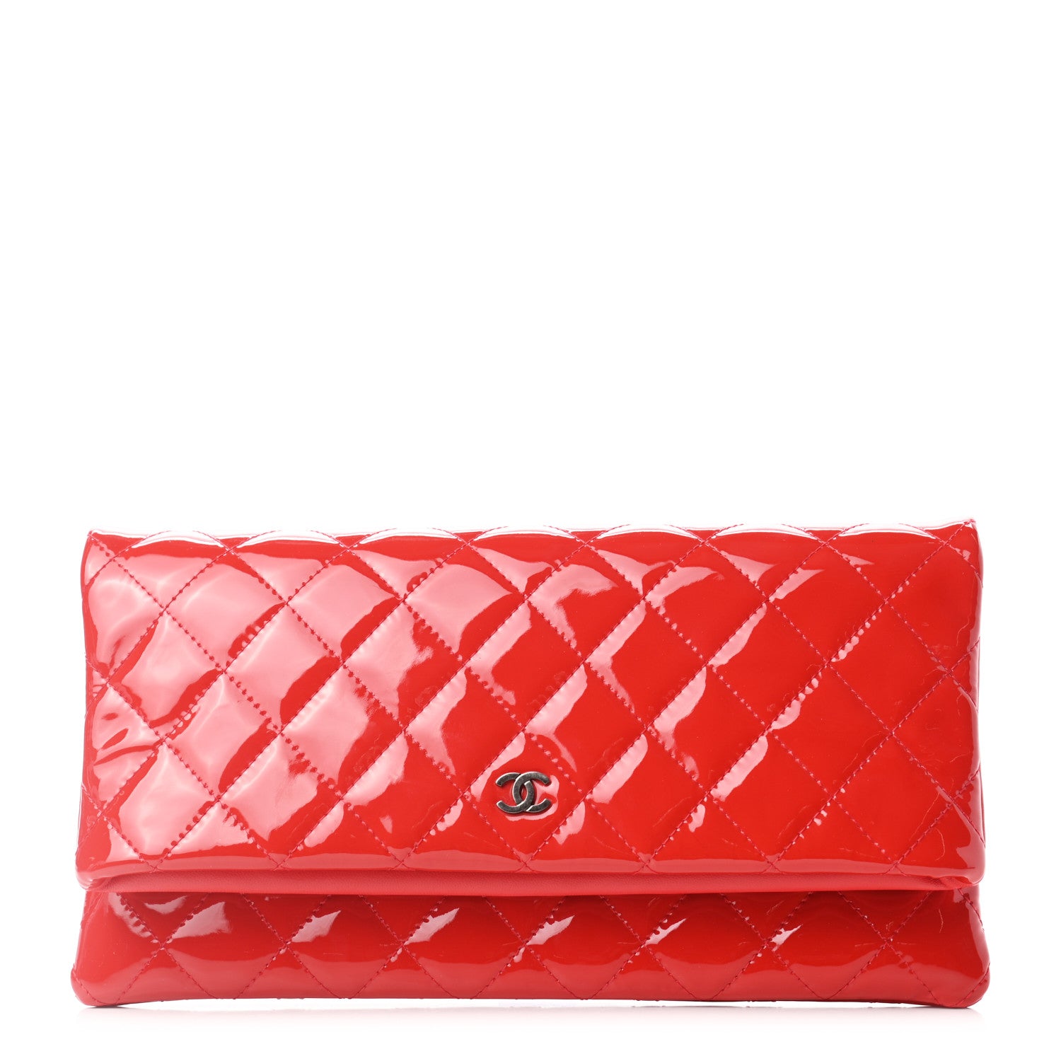 Chanel Patent Calfskin Quilted Beauty CC Clutch Red 1 of 8
