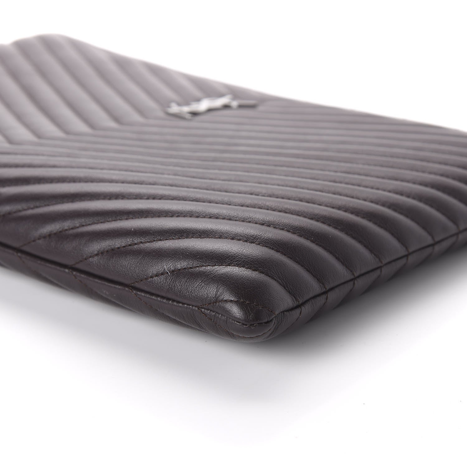 Saint Laurent Calfskin Matelasse Chevron Monogram Document Holder Amaranto 7 of 11