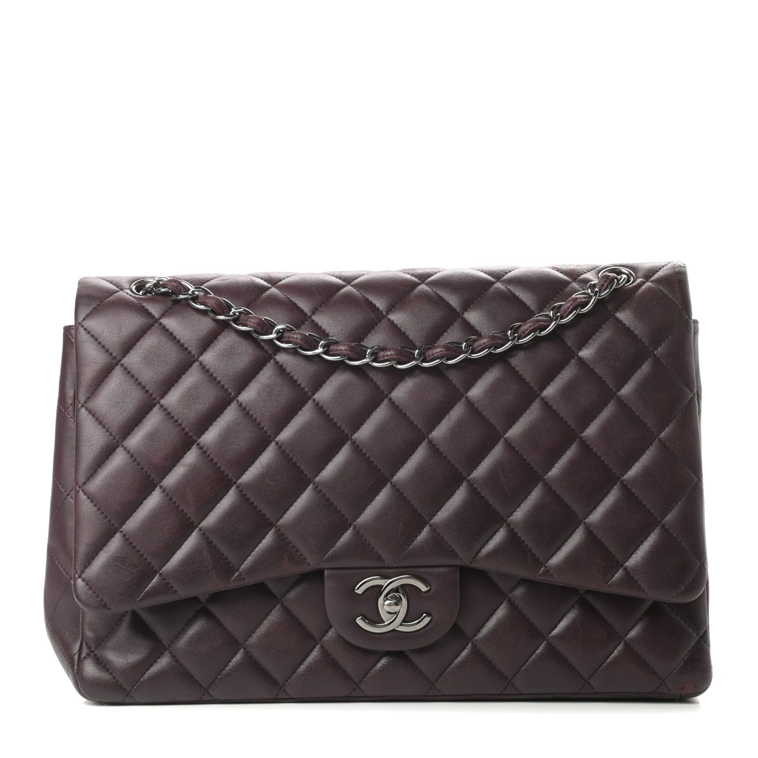 Chanel Lambskin Quilted Maxi Double Flap Purple 1 of 21
