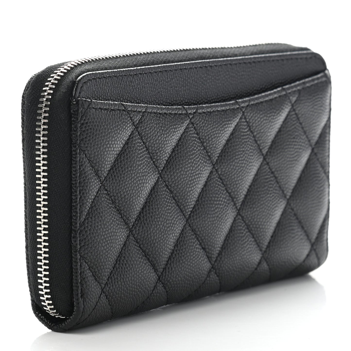 Caviar Quilted Medium Zip Around Wallet Black