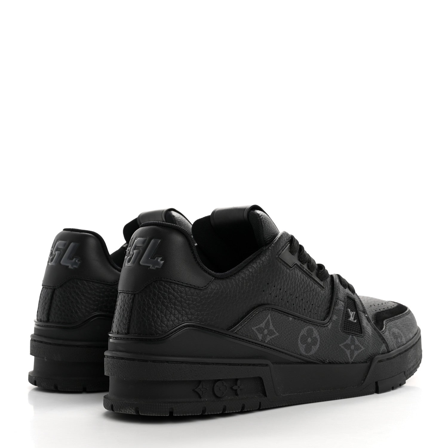 Louis Vuitton Calfskin Monogram Eclipse Mens LV Trainer Sneakers 8 Black 5 of 10