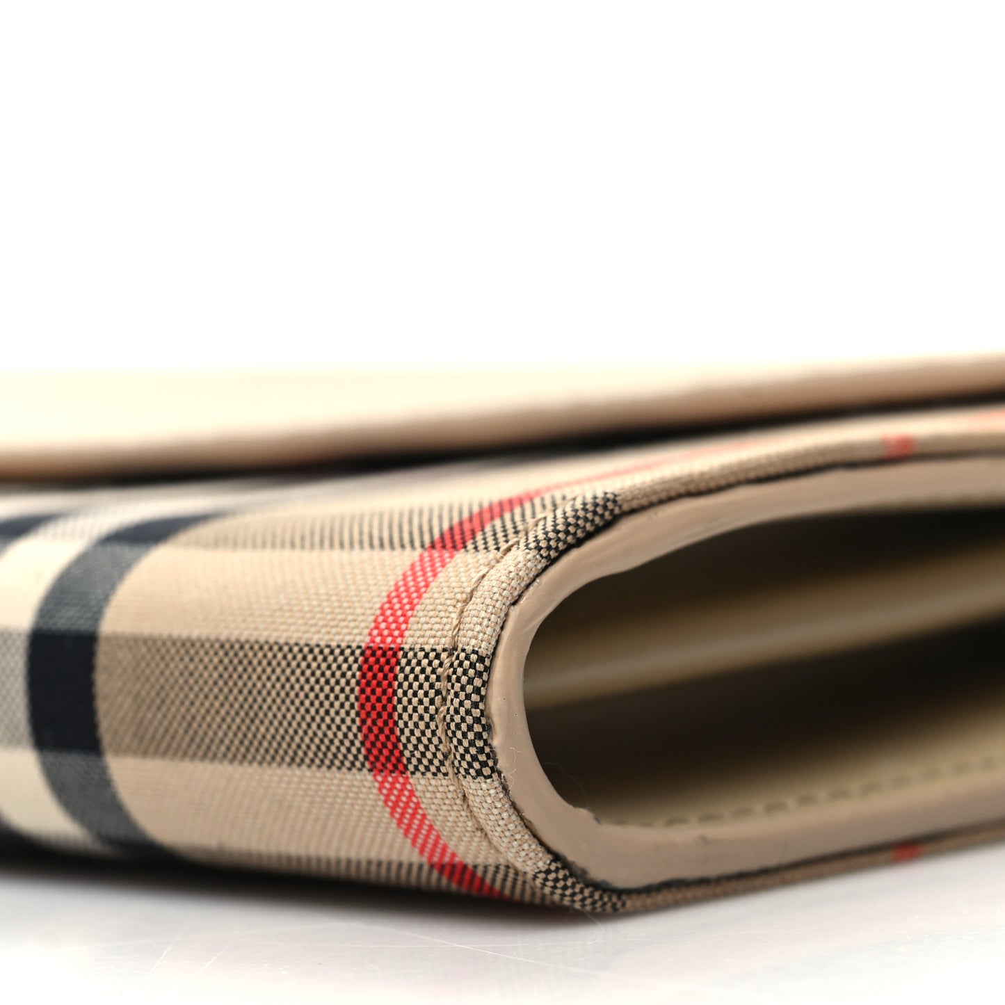 Vintage Check Grain Calfskin Halton Wallet Beige