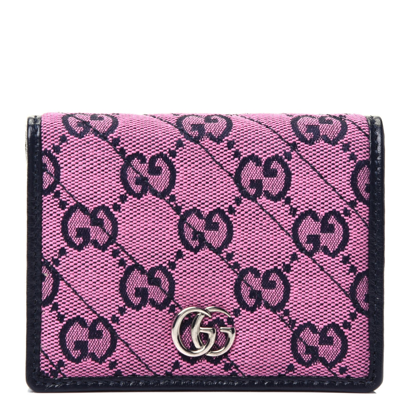 Monogram Multicolor Matelasse Diagonal GG Marmont Card Case Wallet Pink Blue