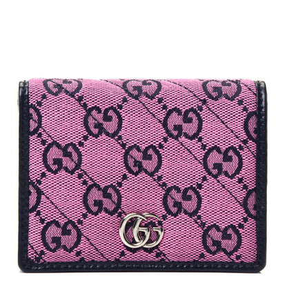 Gucci Monogram Multicolor Matelasse Diagonal GG Marmont Card Case Wallet Pink Blue 1 of 8