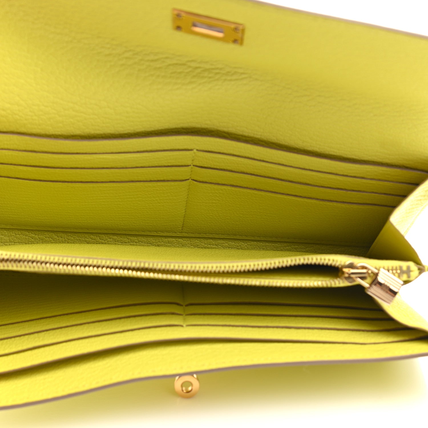 Hermes Chevre Mysore Kelly Longue Wallet Lime 7 of 11