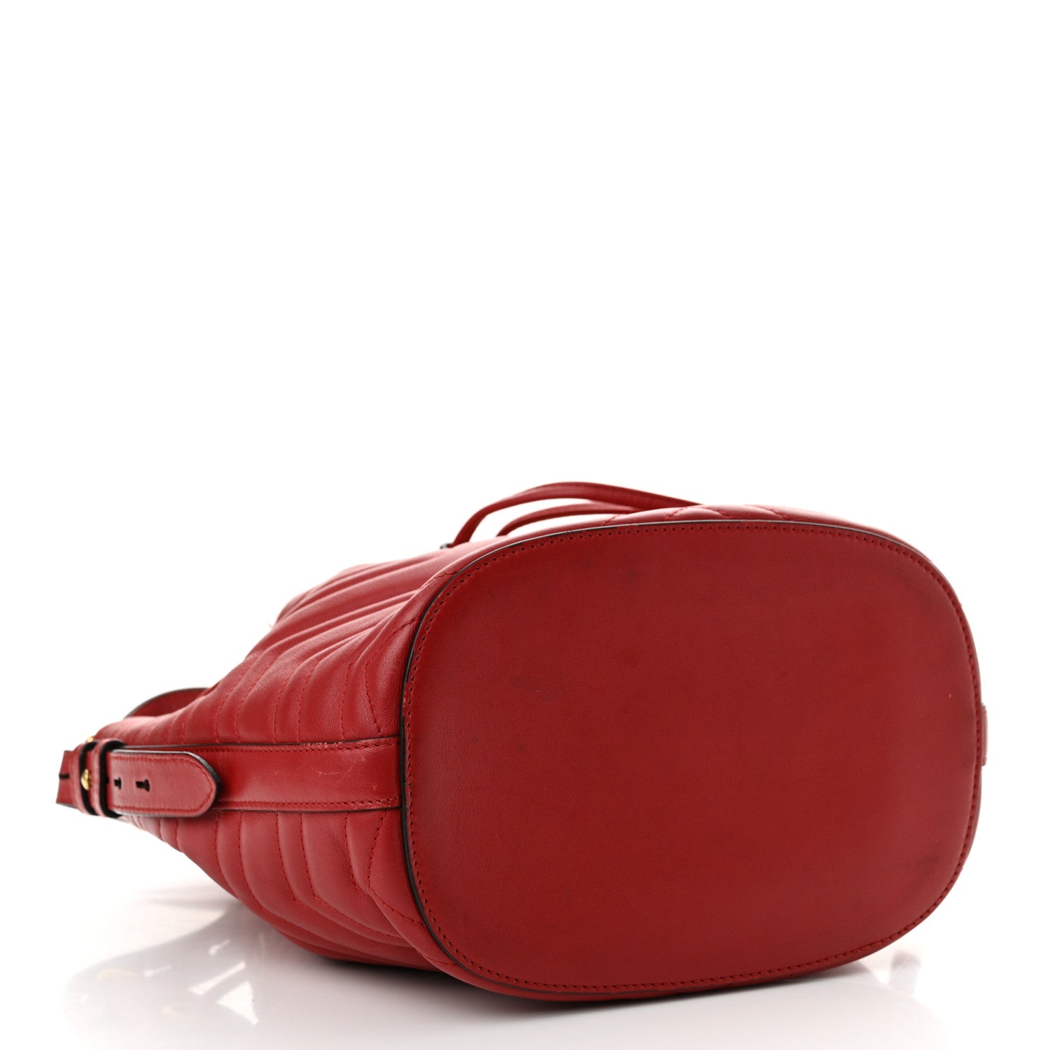 Gucci Calfskin Matelasse Sylvie Web GG Marmont Bucket Bag Hibiscus Red 4 of 15