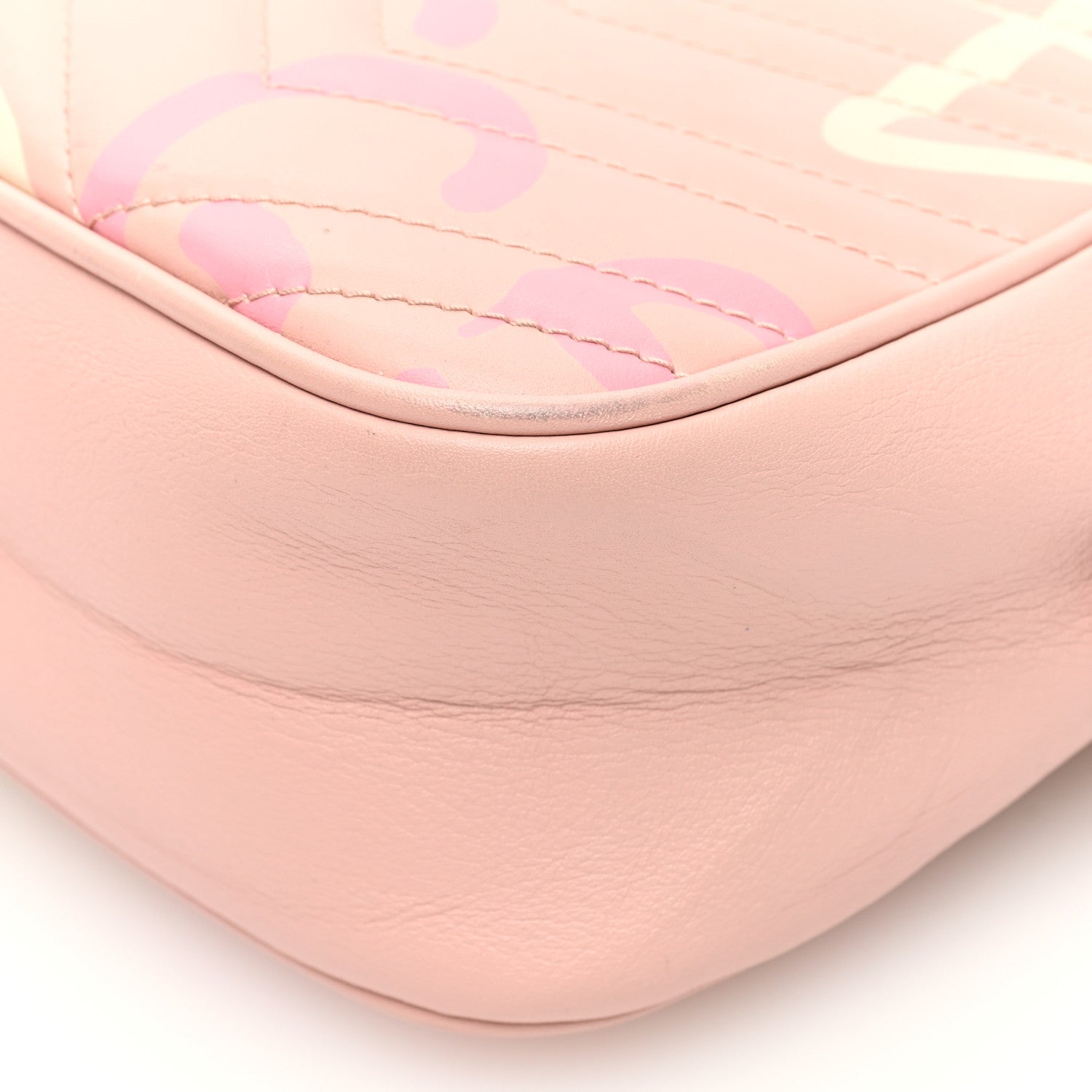 Gucci Calfskin Matelasse GucciGhost Small GG Marmont Chain Shoulder Bag Perfect Pink Rosa Ivory 10 of 10