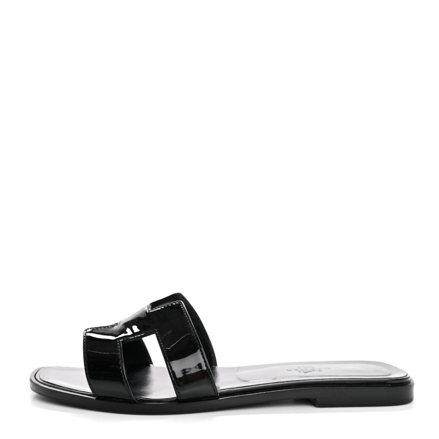Hermes Patent Oran Sandals 39 Black 1 of 13