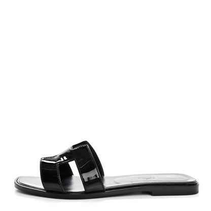 Hermes Patent Oran Sandals 39 Black 1 of 13