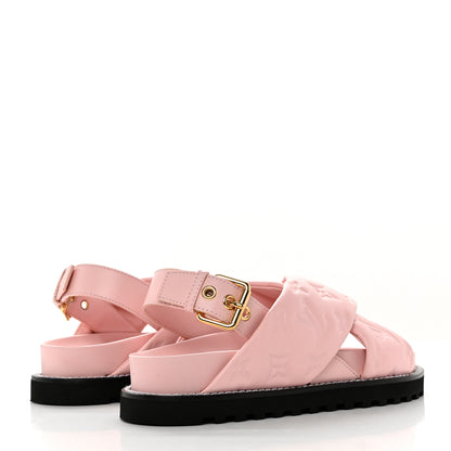 Louis Vuitton Lambskin Monogram Embossed Paseo Flat Comfort Sandals 37 Rose Clair 4 of 8