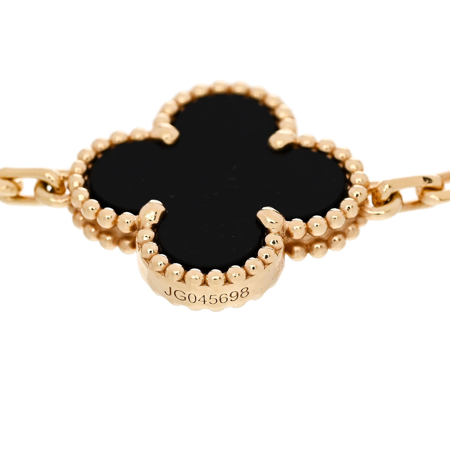 18K Yellow Gold Black Onyx 5 Motifs Vintage Alhambra Bracelet