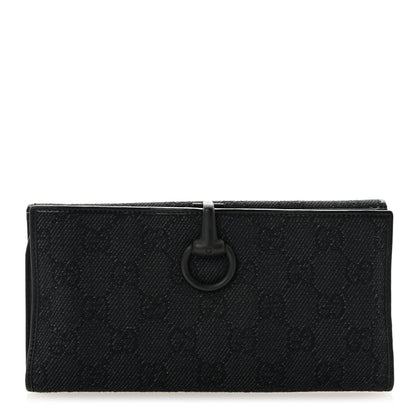 Gucci Monogram Horsebit Continental Wallet  Black 1 of 8