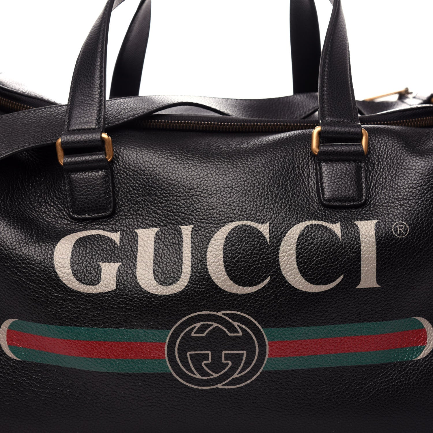 Gucci Grained Calfskin Logo Duffle Bag Black 9 of 9