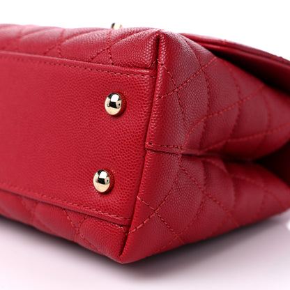Chanel Caviar Quilted Mini Coco Handle Flap Red 9 of 10