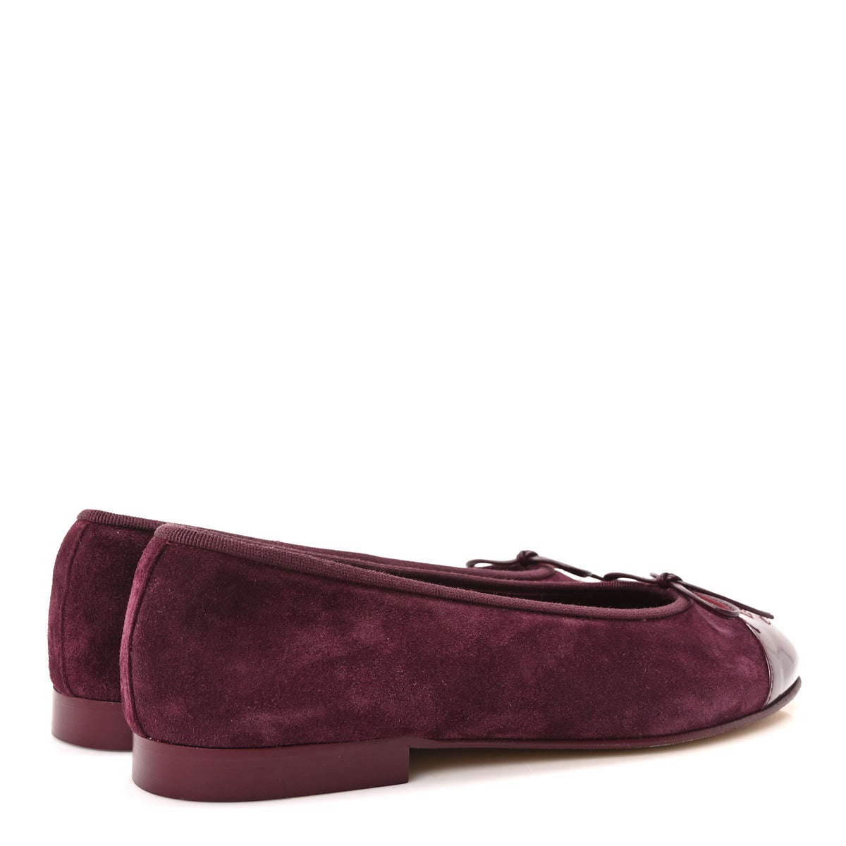 Chanel Suede Calfskin Patent Cap Toe CC Ballerina Flats 39 Burgundy 5 of 9