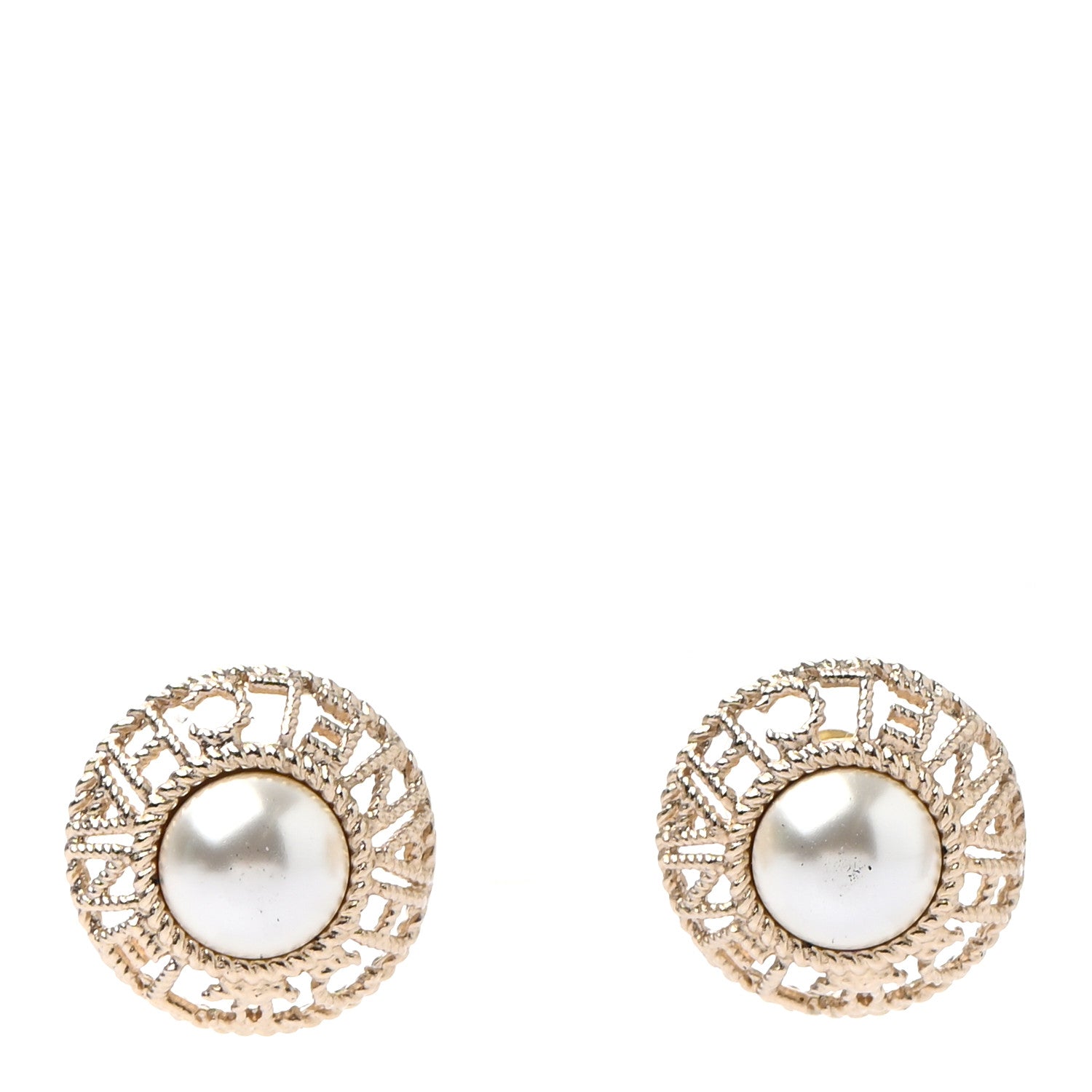 Chanel Pearl CC Round Rope Logo Earrings Gold 1 of 5