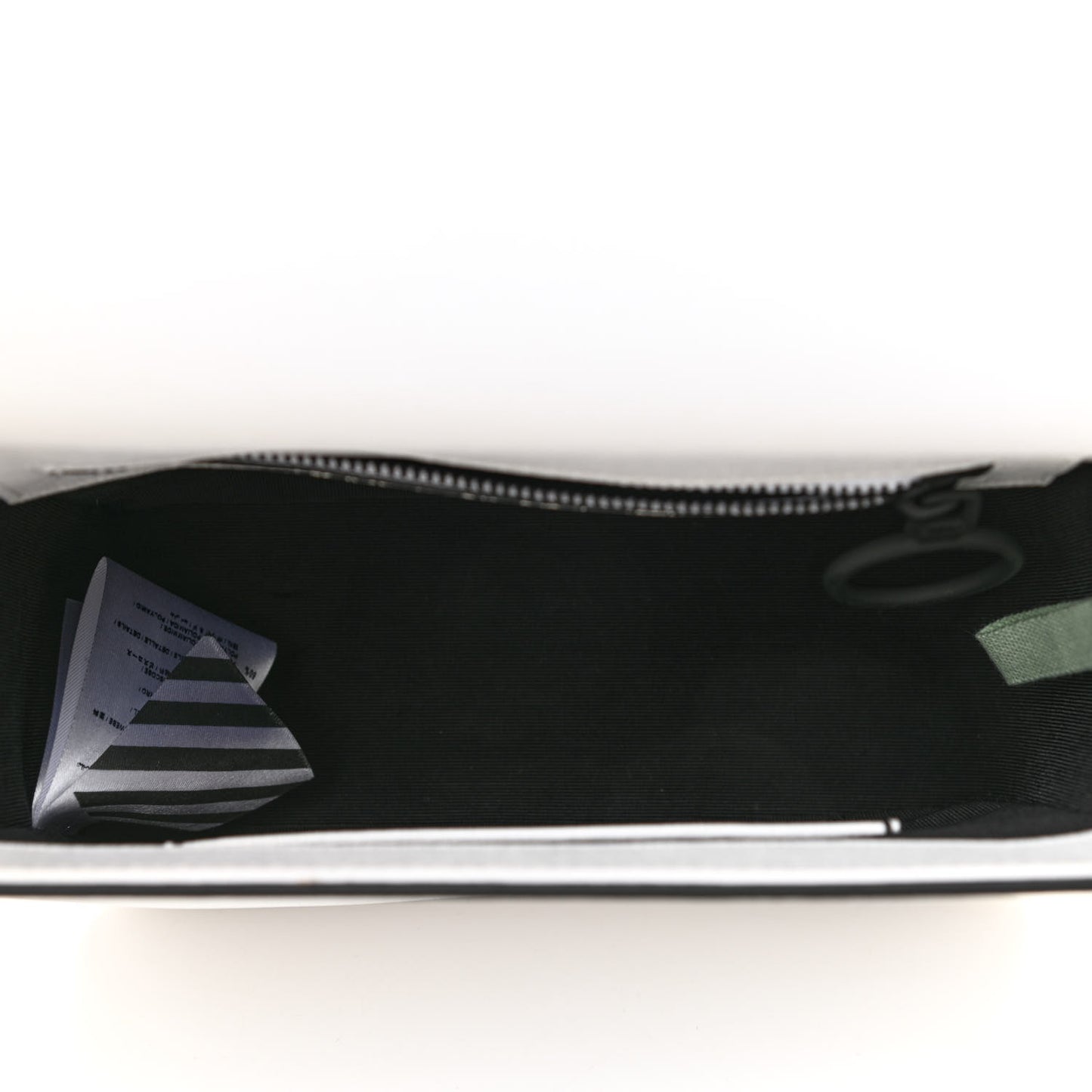 Saffiano Striped Diag Binder Flap Bag White Black