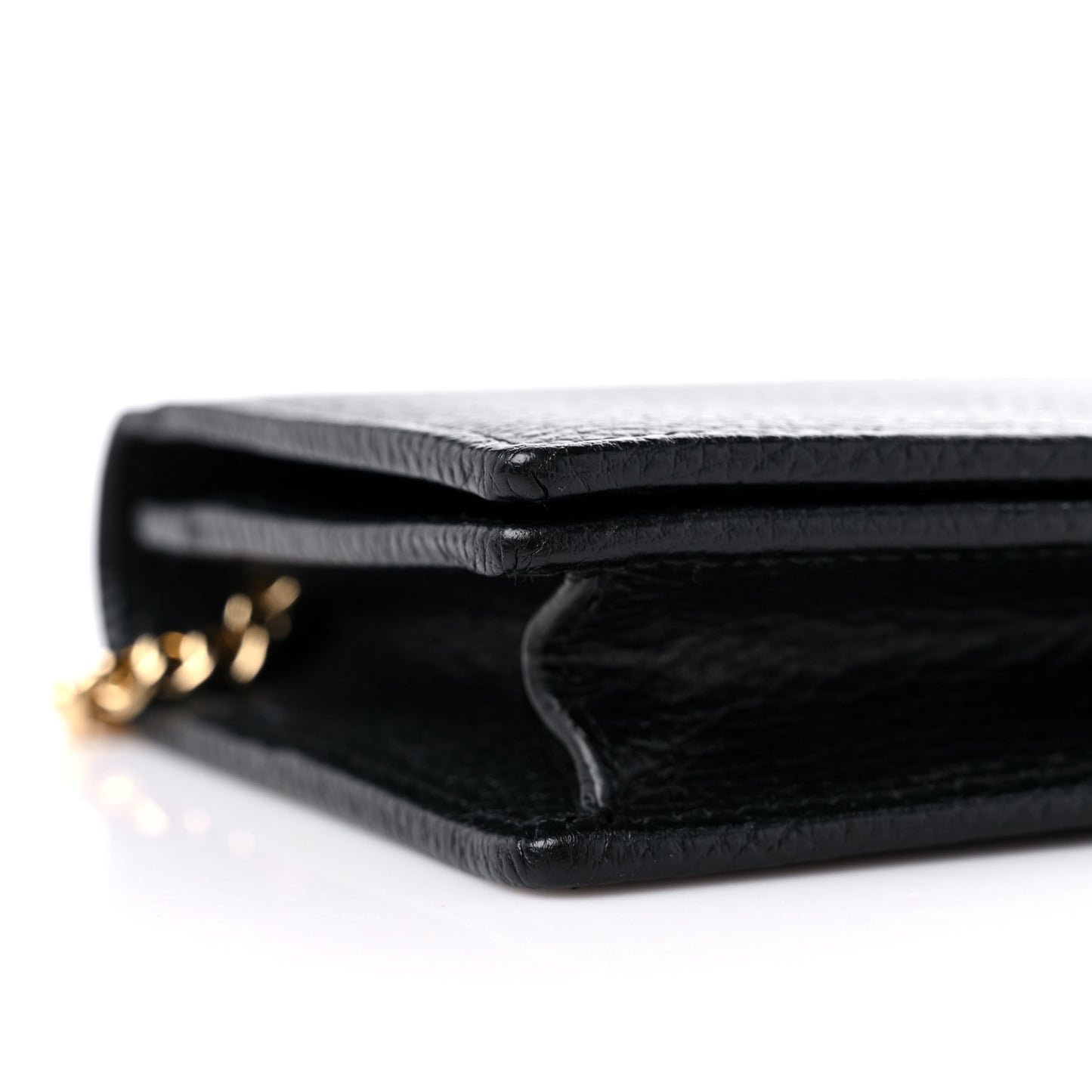 Calfskin Mini GG Marmont Chain Wallet Black