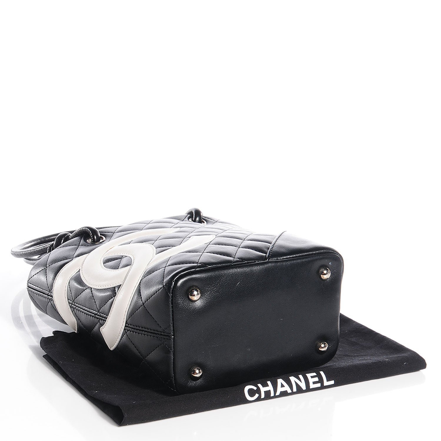 Chanel Calfskin Quilted Small Cambon Tote Black White 4 of 7