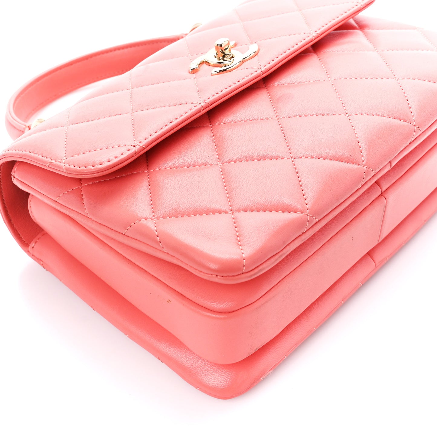 Lambskin Quilted Small Trendy CC Flap Dual Handle Bag Pink