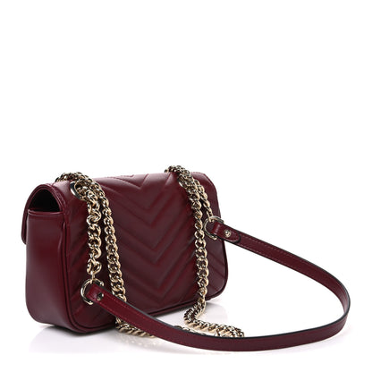 Gucci Calfskin Matelasse Mini GG Marmont Shoulder Bag Rosso Ancora 3 of 10