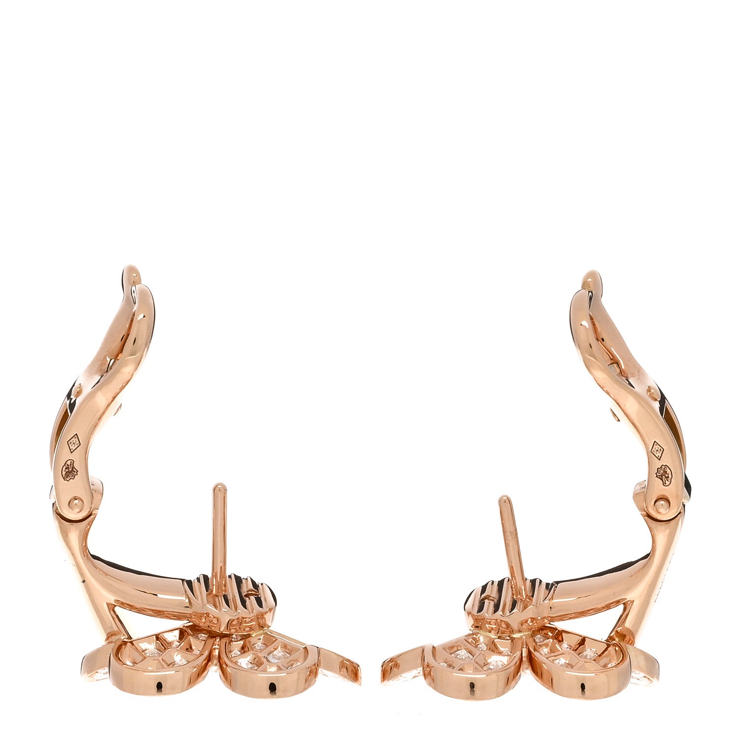 Van Cleef & Arpels 18K Rose Gold Diamond Small Frivole Pave Earrings 3 of 5