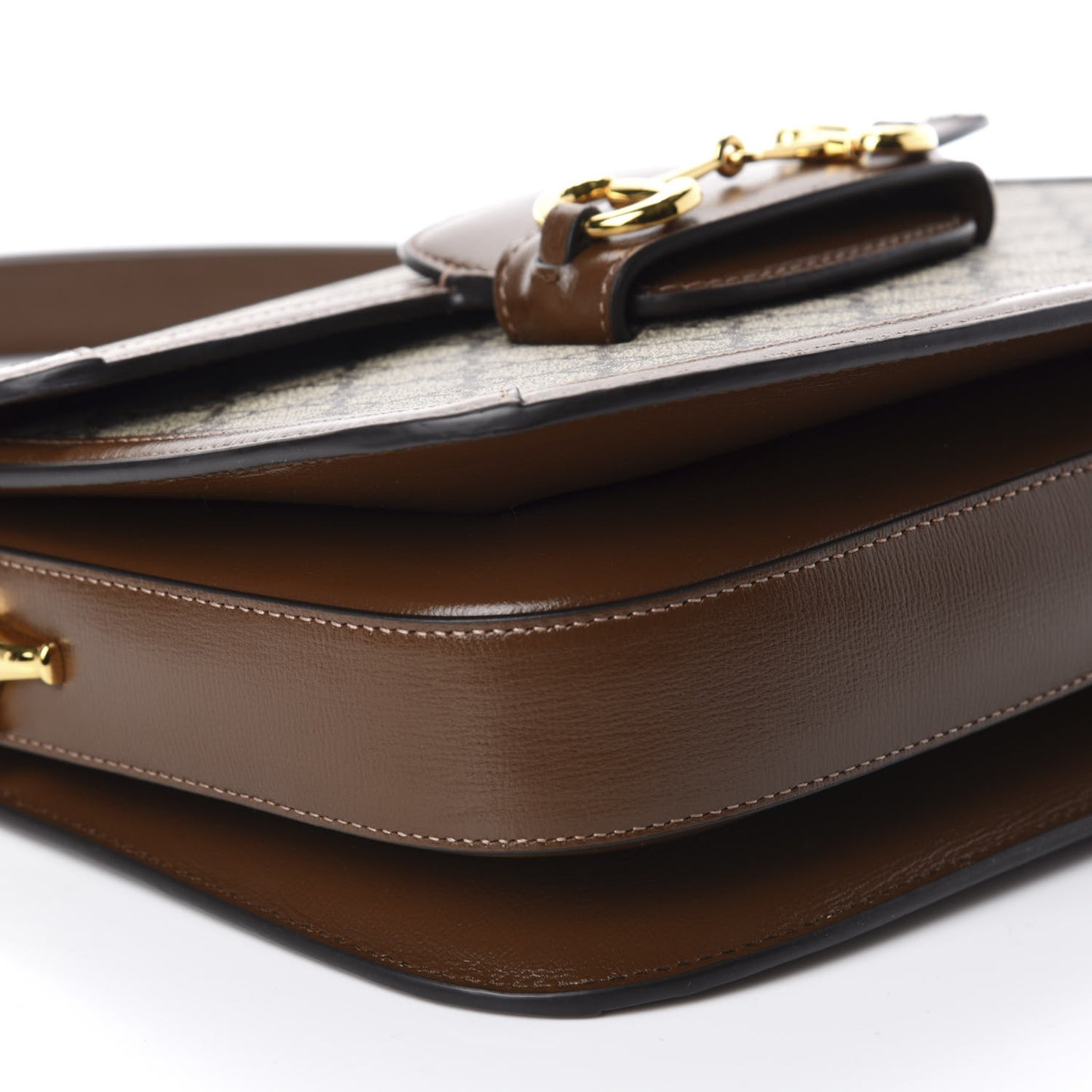 GG Supreme Monogram Horsebit 1955 Shoulder Bag Beige Brown Sugar