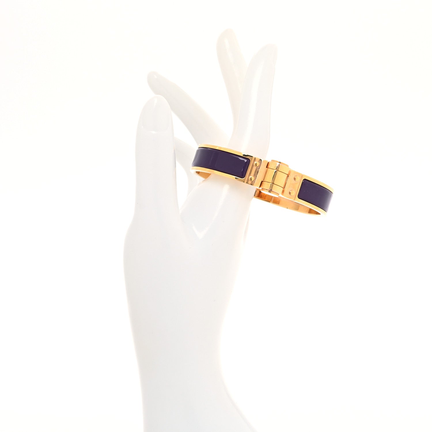 Hermes Enamel Narrow Charniere Hinged Bracelet S Raisin 2 of 5