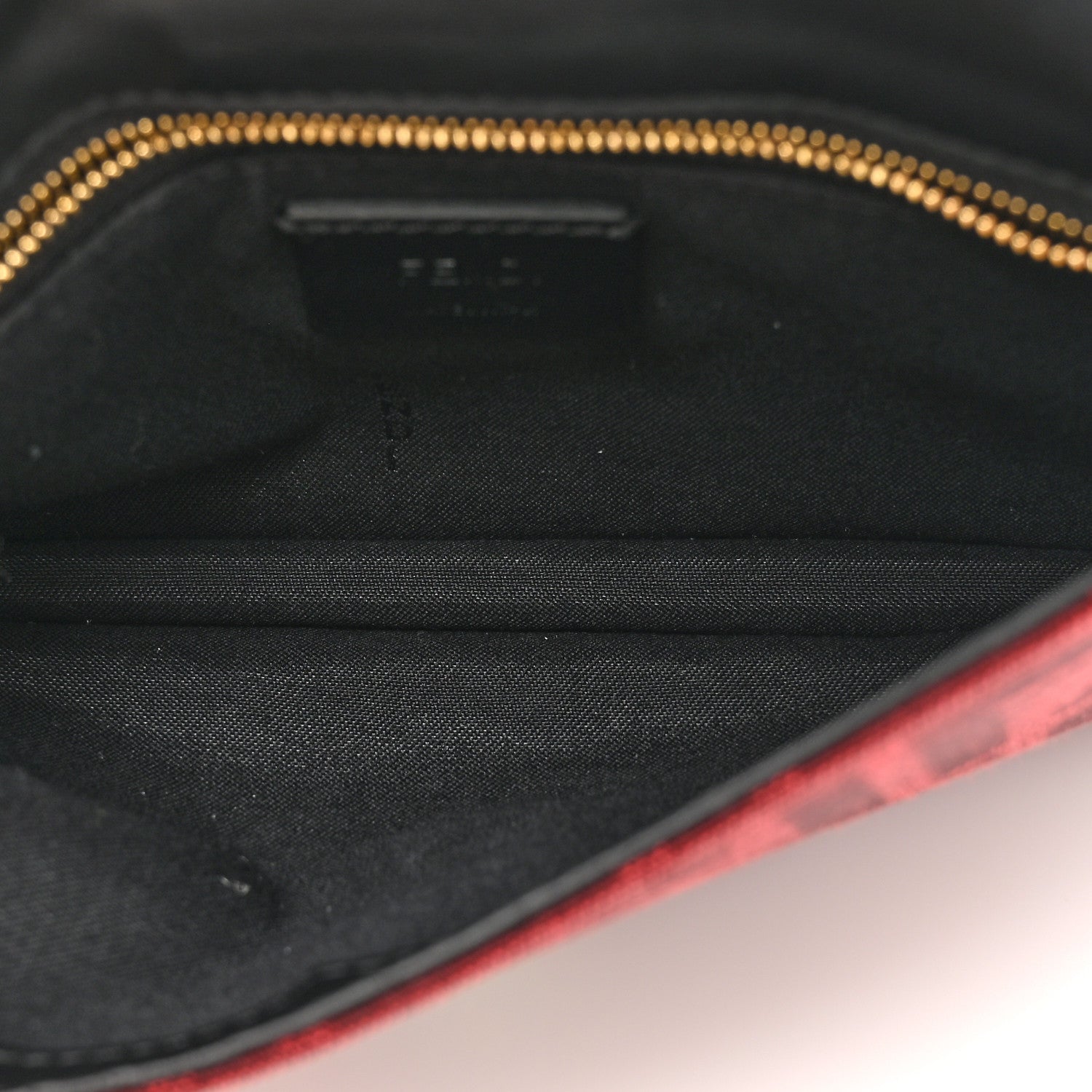 Fendi Recycled Fabric Jacquard Vitello Grace FF 1974 Baguette Belt Pouch Rosso Marlboro Black 5 of 10