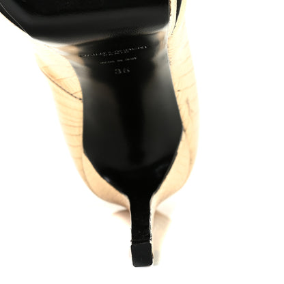 Saint Laurent Metallic Lizard Calfskin Embossed Janis 105 Escarpin Cut Out Pump 35 Pale Gold 10 of 13