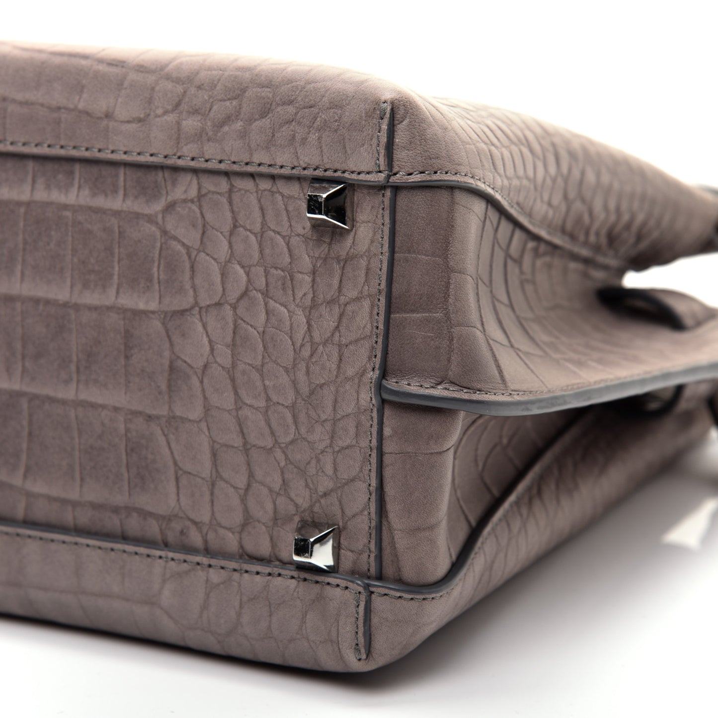 Calfskin Crocodile Embossed Medium Milla Tote Grey