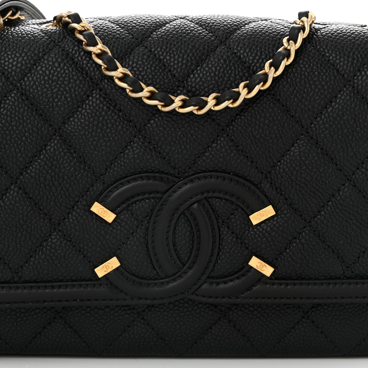 Caviar Quilted Small CC Filigree Flap Black
