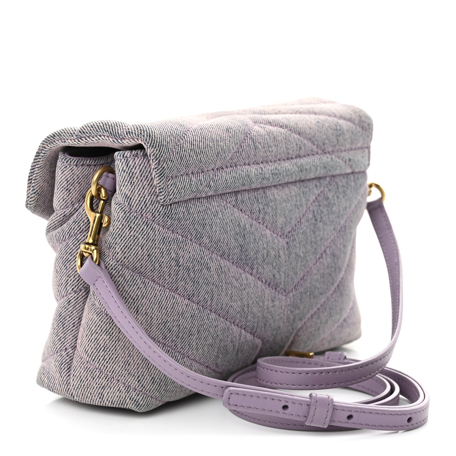 Saint Laurent Denim Y Quilted Monogram Toy Loulou Crossbody Bag Bleached Lilac 3 of 10