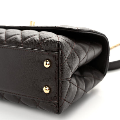 Chanel Caviar Quilted Mini Coco Handle Flap Dark Brown 10 of 10