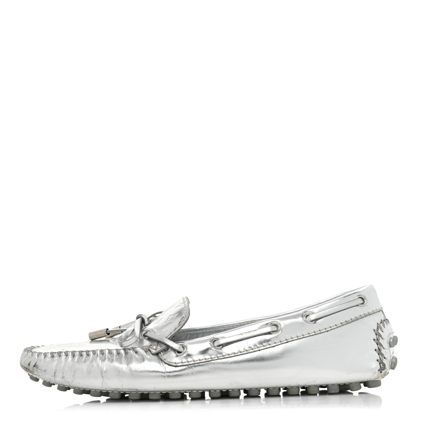 Patent Calfskin Monogram Gloria Loafers 38 Silver