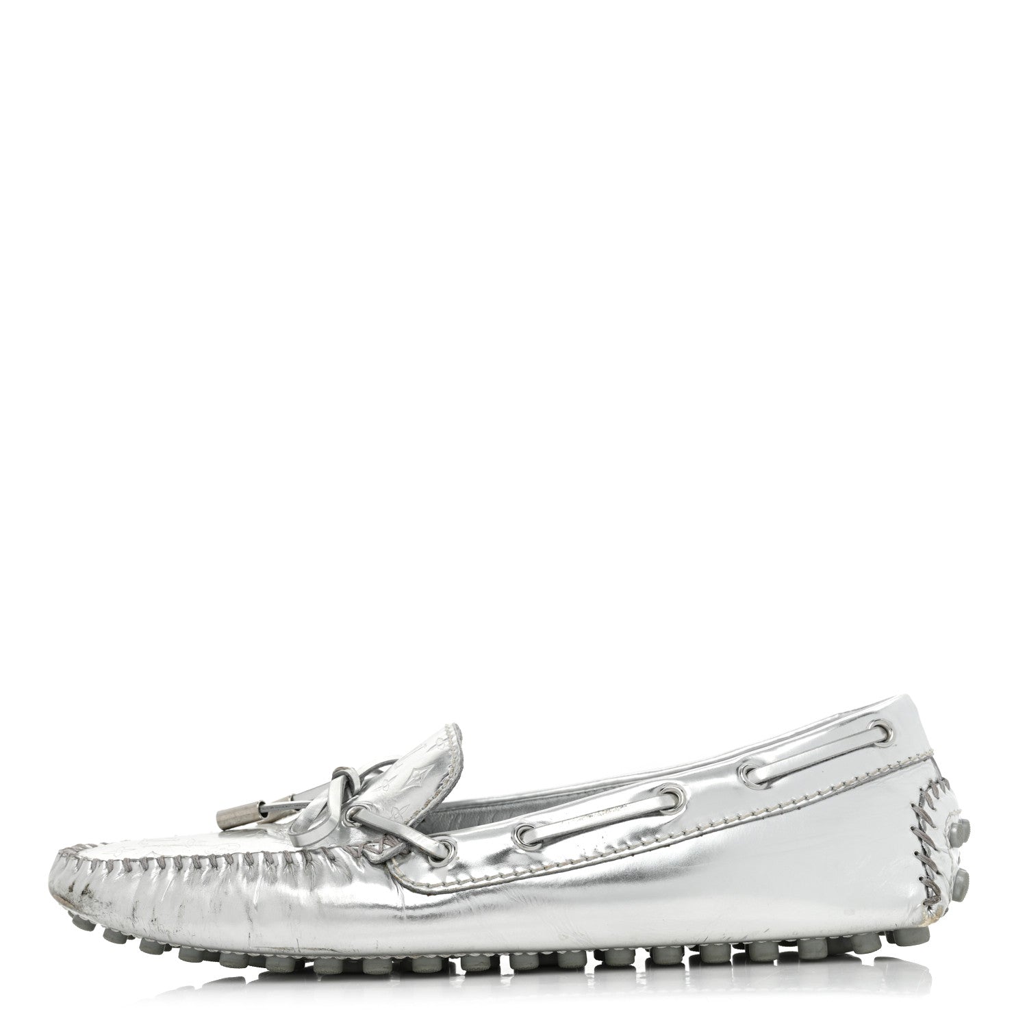Louis Vuitton Patent Calfskin Monogram Gloria Loafers 38 Silver 1 of 19