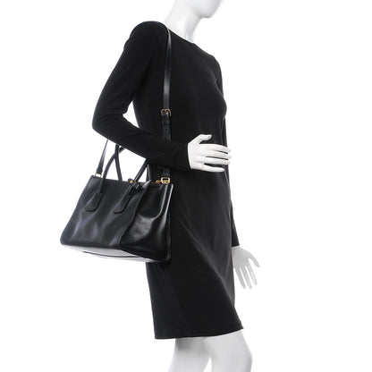 Prada Glace Calf Twin Pocket Tote Black 3 of 8