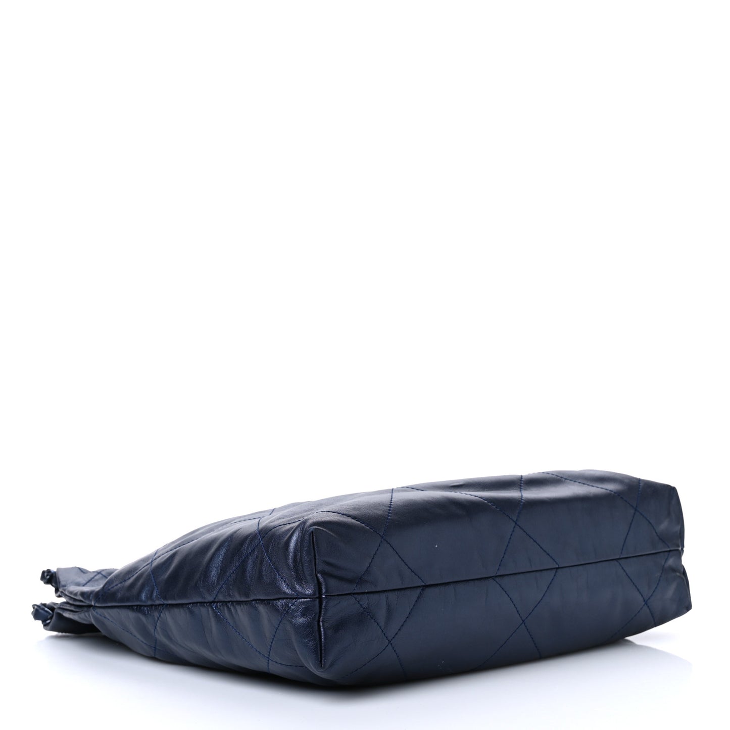 Metallic Calfskin Quilted Small Chanel 22 Navy Blue