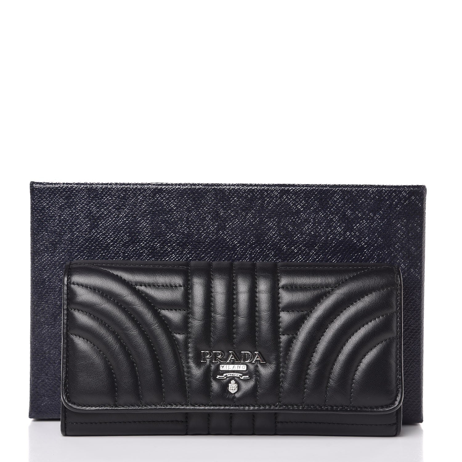 Prada Soft Calfskin Diagramme Continental Wallet Black 9 of 9
