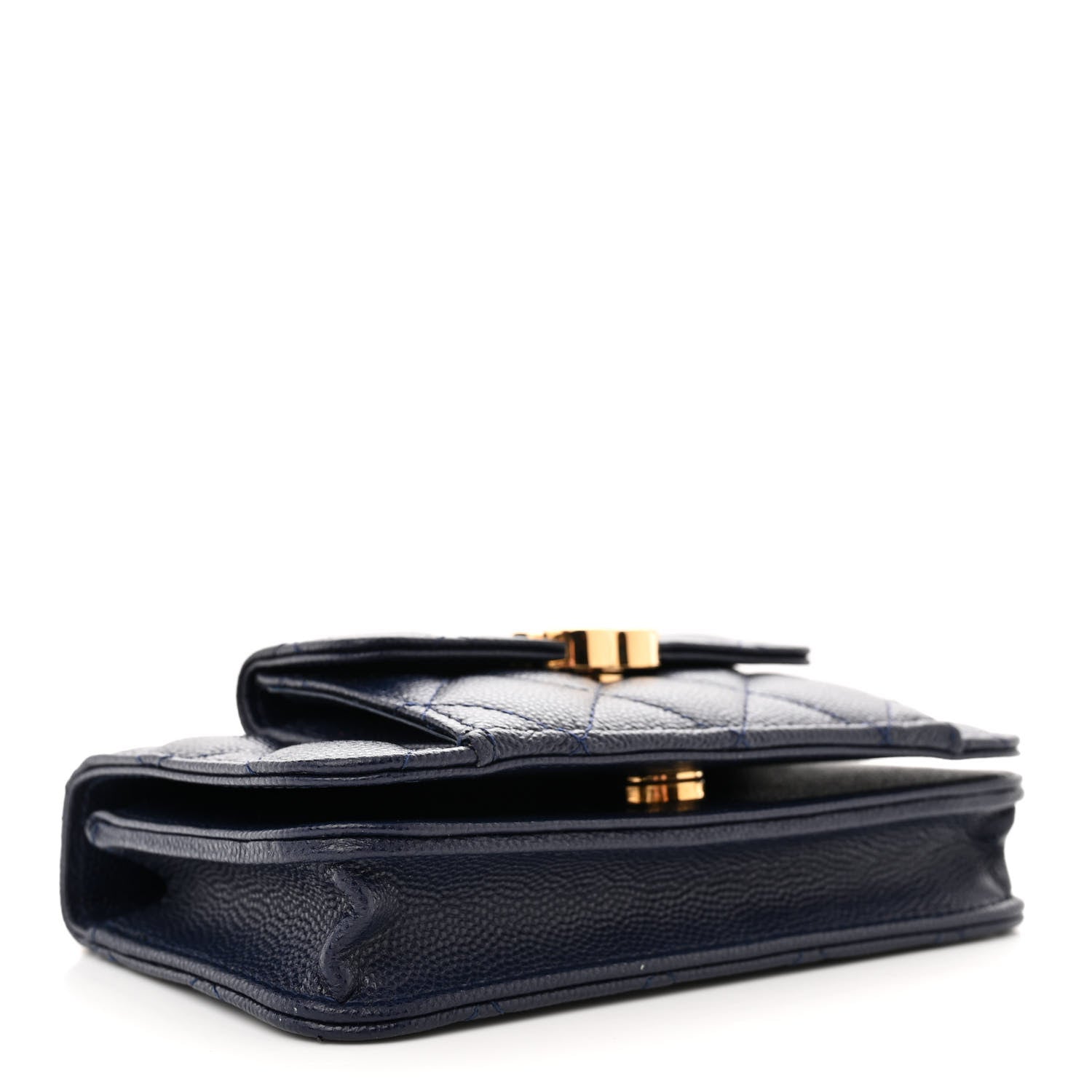 Chanel Caviar Quilted Pocket Twins Clutch With Chain Navy Blue 4 of 12
