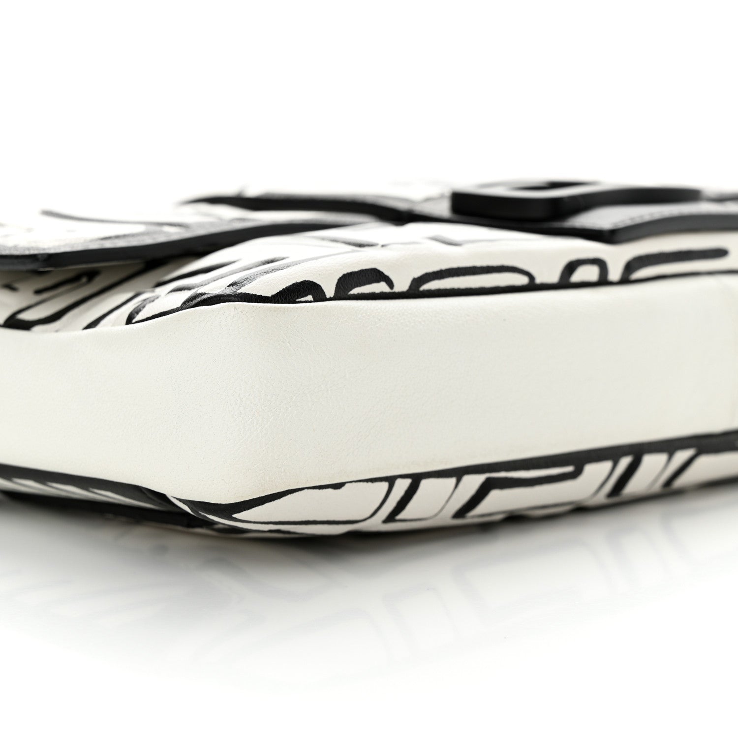 Fendi X JOSHUA VIDES Nappa FF Embossed Belt Baguette Bag White Black 9 of 11