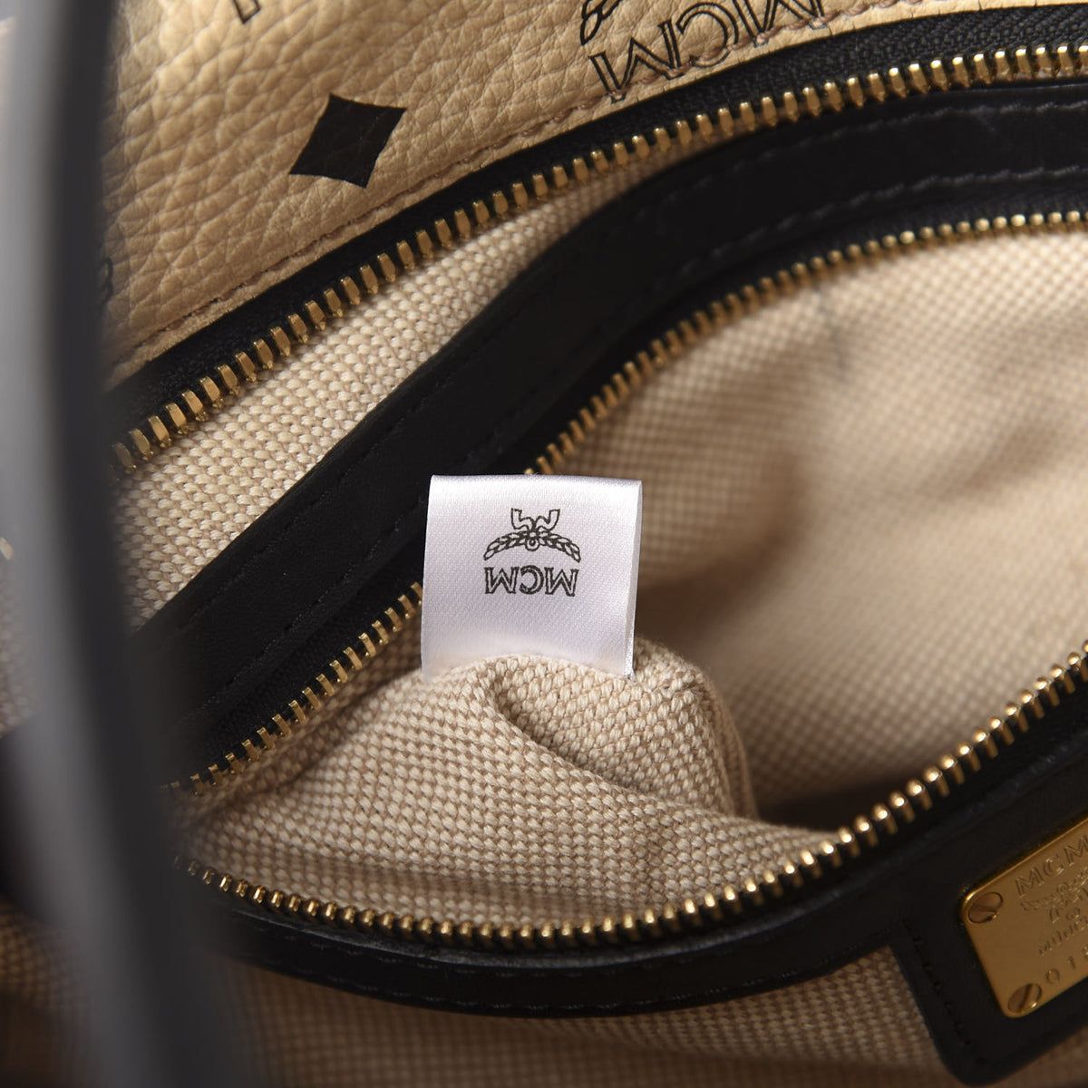MCM Visetos Top Handle Satchel Beige 8 of 12