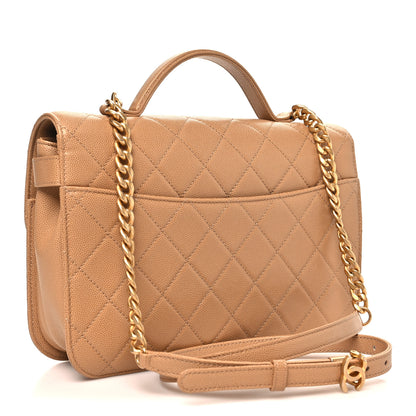 Chanel Caviar Quilted Small Top Handle Flap Beige 3 of 10