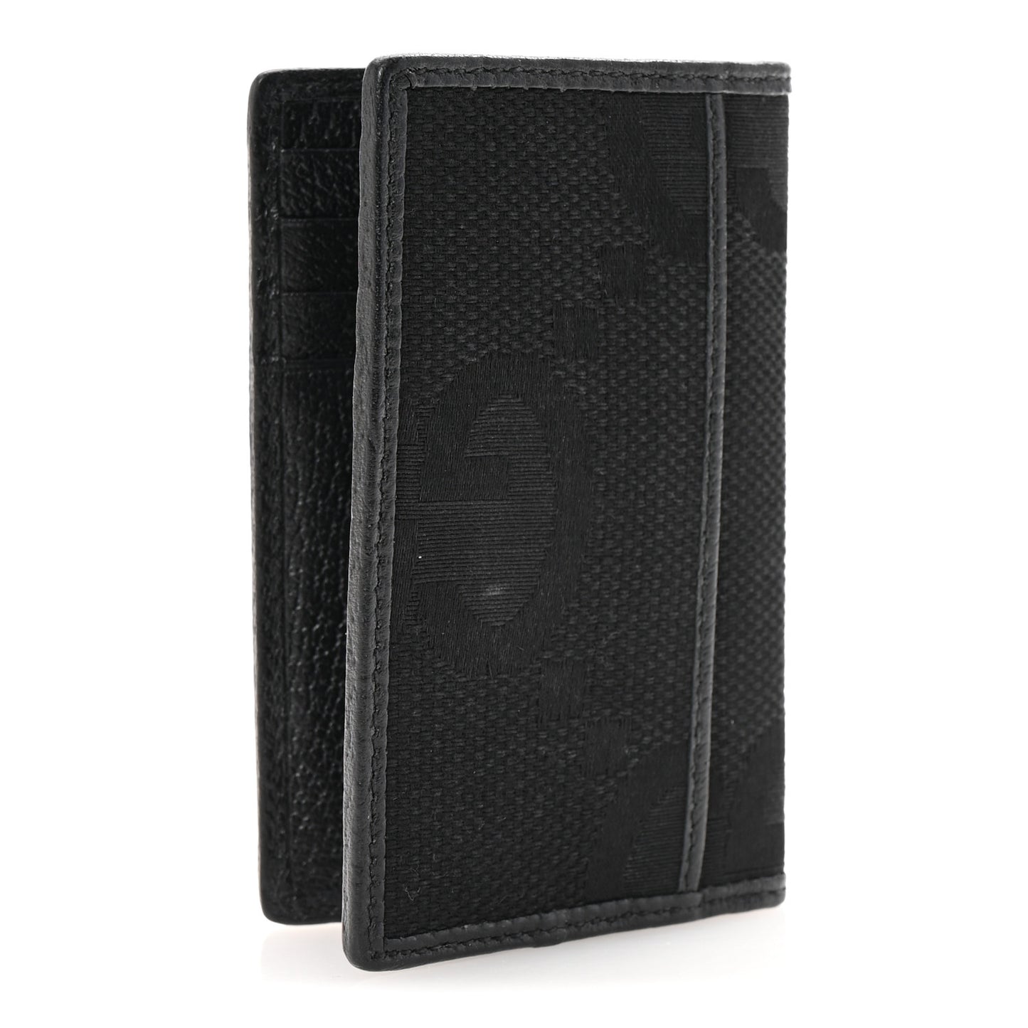 Canvas Monogram Jumbo GG Textured Dollar Calfskin Card Case Black